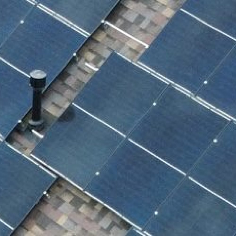 Residential Solar Panel on roof zoomed-in