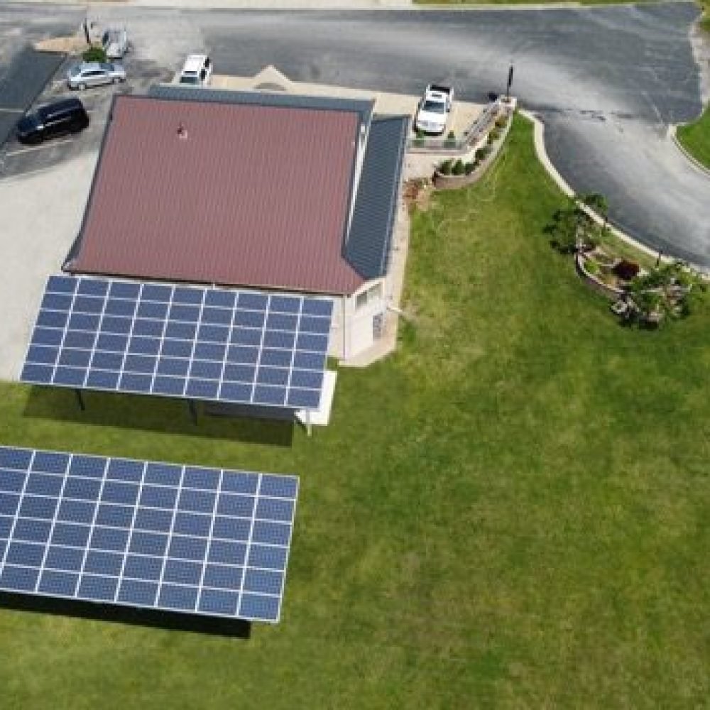 Two Shade solar panels in backyard - Aerial view