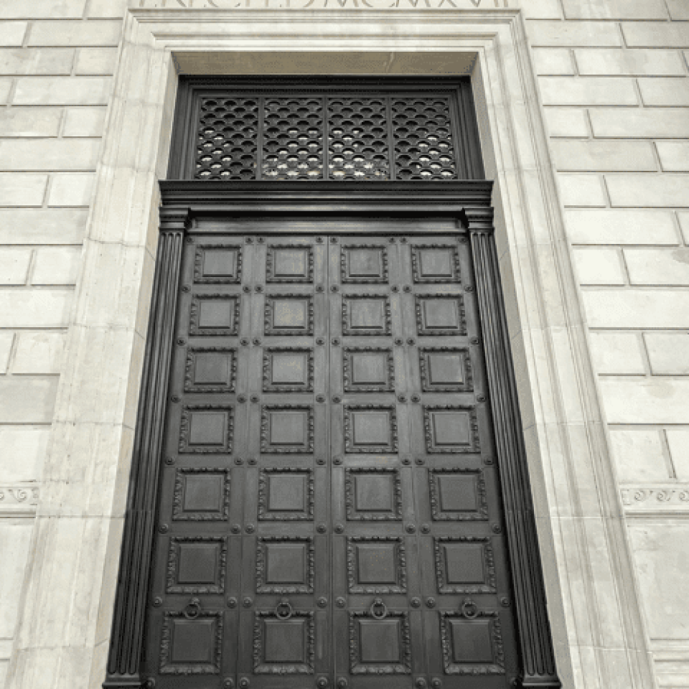 Restored bronze doors on entrance of State Capital Building