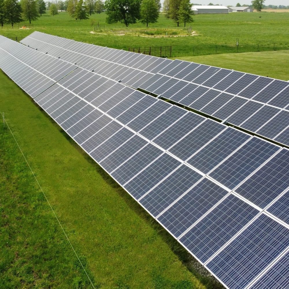 Zoomed in view of solar panels in field application